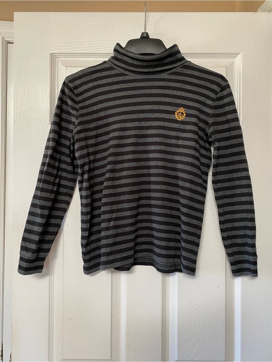 Lauren Ralph Lauren Tops - Ralph Lauren Black Grey Cotton Striped Striped Turtleneck Shirt Top Embroidery